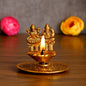 Goddess Laxmi & Lord Ganesha Golden Metal Diya